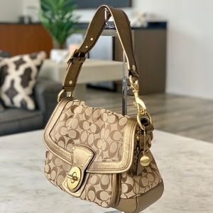 Coach Gold Accented Signature Collection Handbag